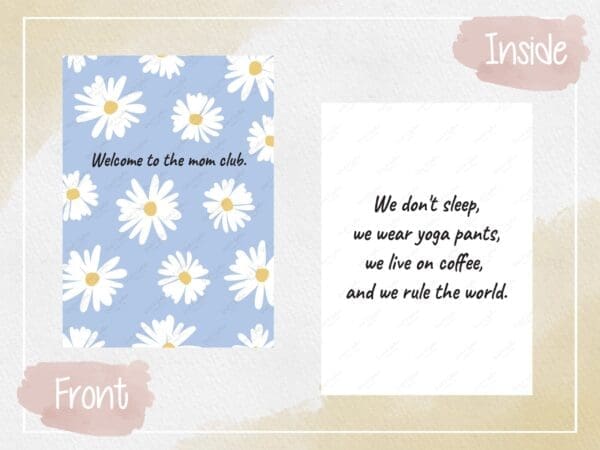 Welcome to the Mom Club Digital Card - Instant Download, New Mom Gift, Baby Shower, Motherhood Celebration. - Image 2