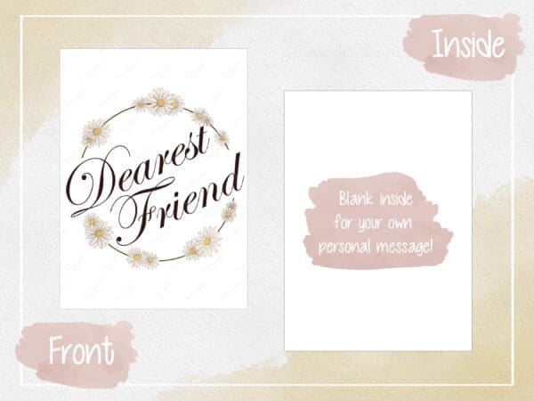 Dearest Friend Digital Greeting Card - Instant Download, Blank Inside, Friendship Appreciation, Heartfelt Note, Meaningful Gesture. - Image 2