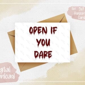 Spooky 'Open If You Dare' Greeting Card - Digital Download, Friendly Ghost Inside, Halloween Surprise, Creepy Fun